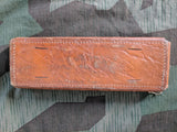 Brown Leather Pencil Case with Snap Closure