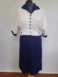 White and Blue Outfit: Jacket with 2 Skirts <br> (B-42" W-36" H-45")
