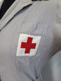 Red Cross Gray Lady Seersucker Uniform Dress <br> (B-38" W-31" H-36")