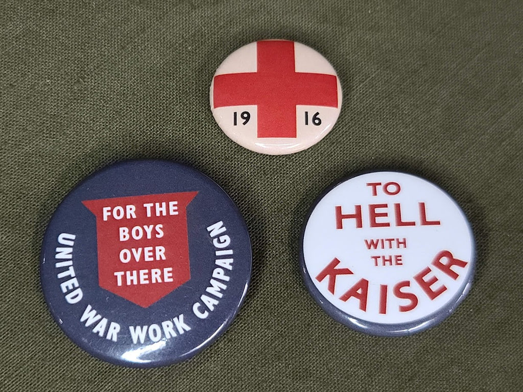 Repro WWI Pinback Button Set of 3