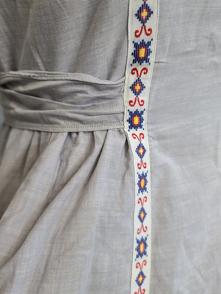 Gray Dress with Embroidered Ribbon <br> (B-37" W-28" H-42")