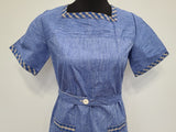 German Blue Chore Dress <br> (B-36" W-28" H-39.5")