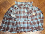 Blue and Tan Plaid Outfit (Blouse and Skirt Set) <br> (B-38" W-28" H-38")