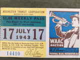 Rochester NY 1943 Transit Pass with WAC