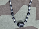 German Black and Clear Glass Bead Necklace
