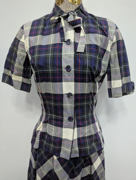 Plaid Outfit: Blouse and Skirt <br> (B-35" W-24" H-36")