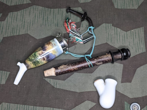 Traditional German Pipe with Deer Scene