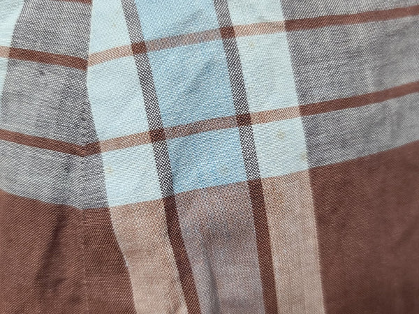 Blue and Tan Plaid Outfit (Blouse and Skirt Set) <br> (B-38" W-28" H-38")