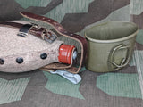 Red Enamel Canteen w/ Green Painted Cup RFI 1943 Unissued