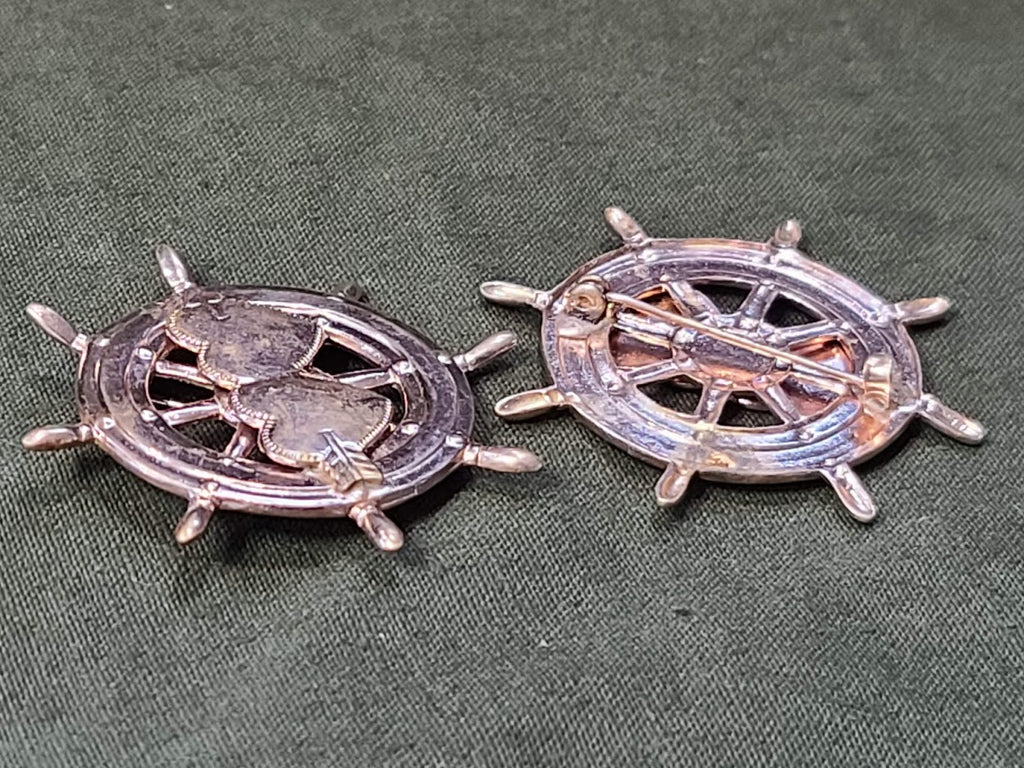 Engravable Heart Ships Wheel Pins (Set of 2)