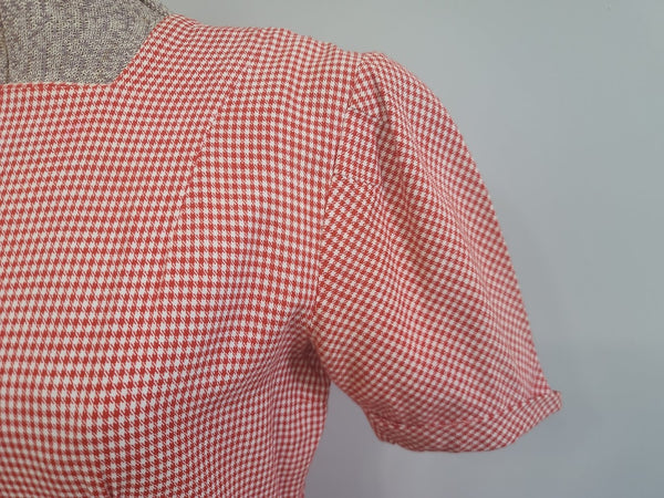 German Red and White Gingham Dress <br> (B-34" W-26" H-36")