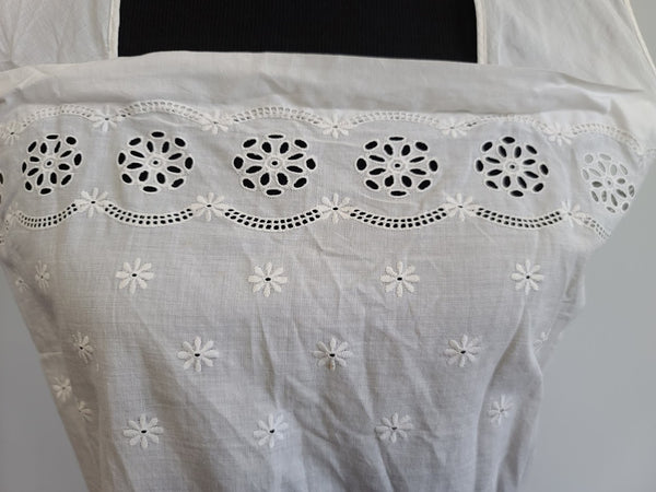 White Sleeveless Eyelet Blouse from Germany <br> (B-37" W-34.5")