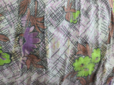 Purple and Green Flower Print Dress <br> (B-40" W-34" H-41")