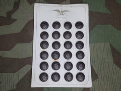 24 Leather Buttons on Card D.R.P. D.R.G.M. 20mm