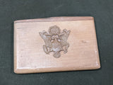 US Wood Cigarette Case with Propeller Top and the American Seal