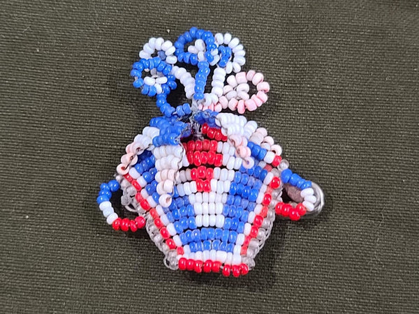 Beaded V Flower Basket Pin