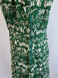 Green and White Print Dress <br> (B-42" W-33.5" H-38")