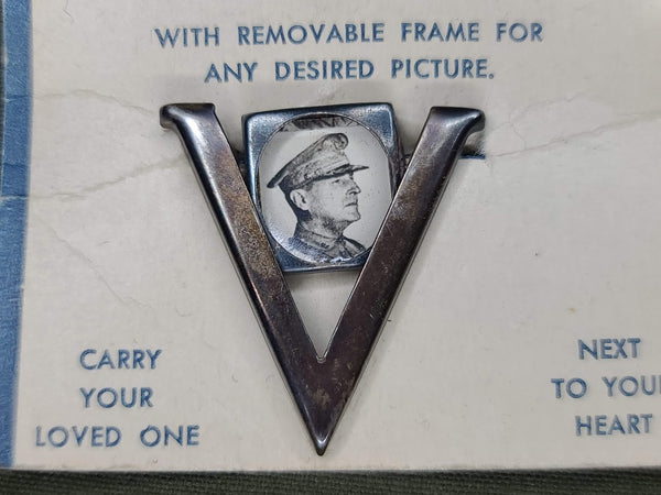 Sterling Silver V Photo Pin on Card