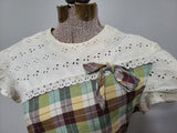 Brown, Yellow & Green Plaid Dress <br> (B-36" W-28" H-37")