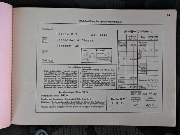 Seiden-Großhandlung Receipt Book 1937