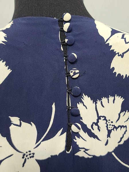 Navy Blue with White Flowers Dress (as-is) <br> (B-39" W-29" H-41")