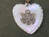 Mother of Pearl Army Eagle Heart Necklace