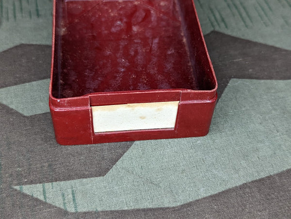 Red and Black Bakelite Box with Label Slot
