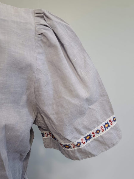 Gray Dress with Embroidered Ribbon <br> (B-37" W-28" H-42")