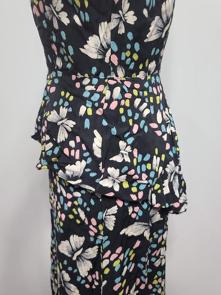 Butterfly Novelty Print Peplum Dress <br> (B-41" W-32" H-38")