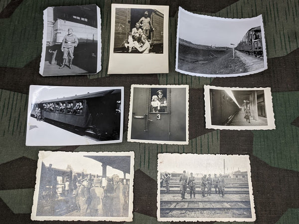 Original Soldiers with Trains Photos Lot of 8