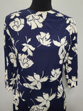 Navy Blue with White Flowers Dress (as-is) <br> (B-39" W-29" H-41")