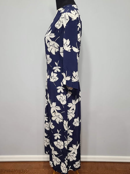 Navy Blue with White Flowers Dress (as-is) <br> (B-39" W-29" H-41")