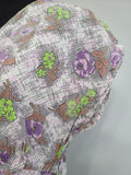 Purple and Green Flower Print Dress <br> (B-40" W-34" H-41")