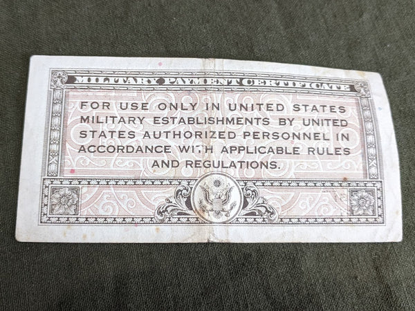 Set of 4 U.S. Military Payment Certificates PW