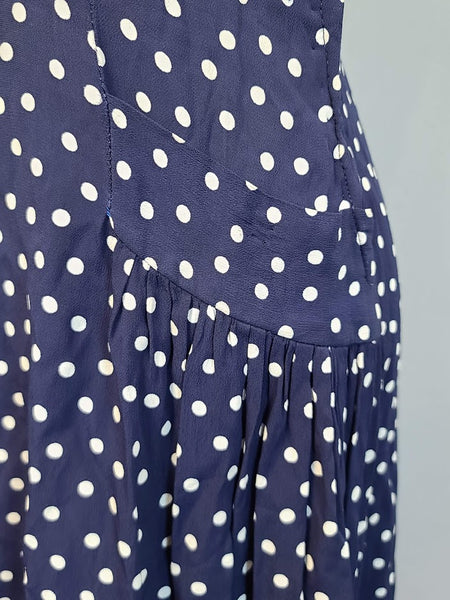 Dark Blue Polka Dot Dress <br> (B-35" W-27.5" H-35.5")