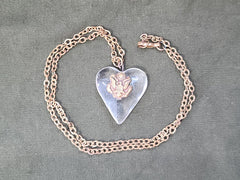 Clear Heart Necklace with Army Eagle