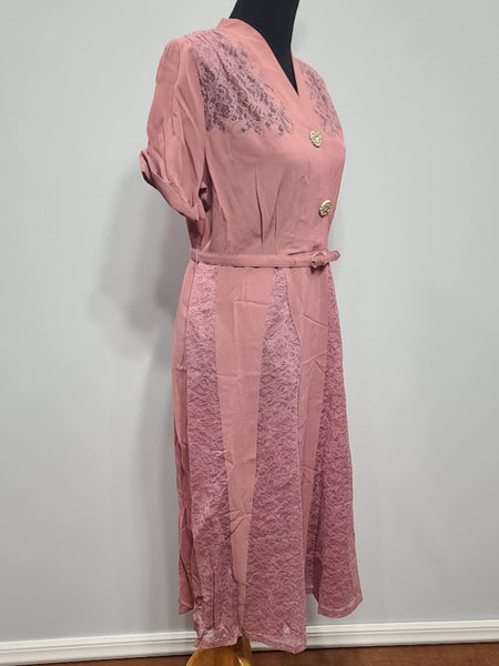 Pink Dress with Lace Inserts <br> (B-43" W-31" H-43")