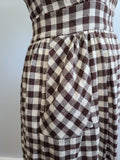 White & Brown Plaid Sleeveless Dress <br> (B-33" W-26" H-39")