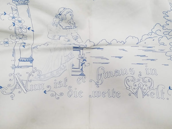 "Nun ist er hinaus in die weite Welt" Embroidered Cloth