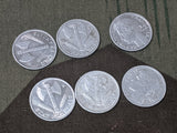 Set of 6 Wartime French 50 Centimes Coins