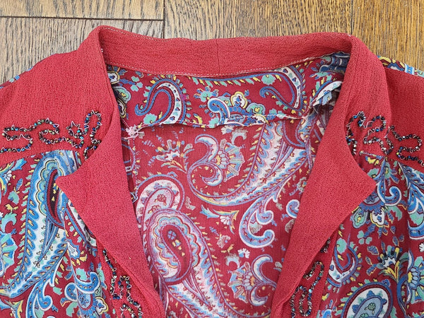 Red Paisley Dress with Beading <br> (B-41" W-34" H-41")