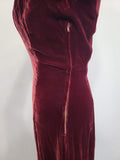 Dark Red Velvet Gown <br> (B-36" W-28" H-36.5")