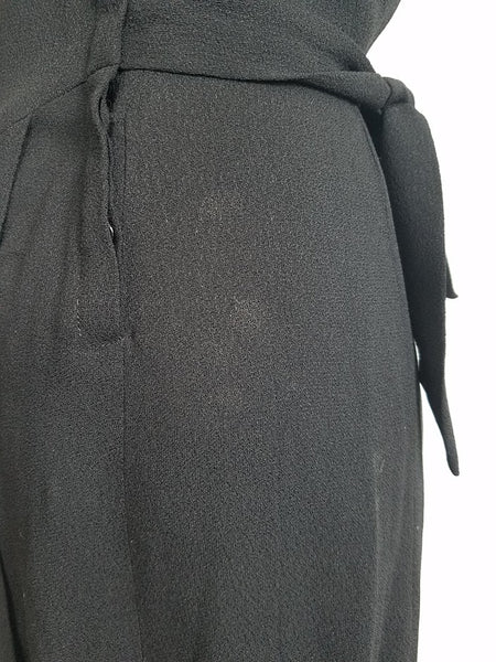 Black Rayon Dress with Army Eagle Button <br> (B-33" W-24" H-33")