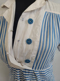 Blue and White Stripe Dress <br> (B-40" W-34.5" H-40")