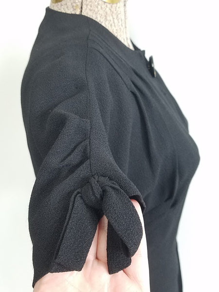 Black Rayon Dress with Army Eagle Button <br> (B-33" W-24" H-33")