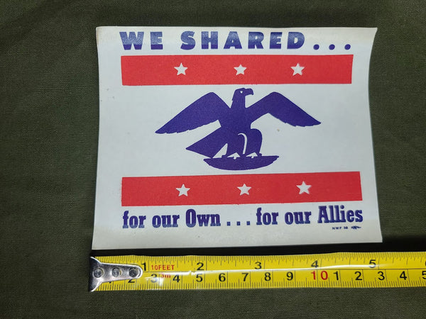 War Fund "for our Own...for our Allies" Adhesive Sticker Set