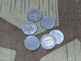 Lot of Six Wartime 1 Reichspfennig Zinc Coins