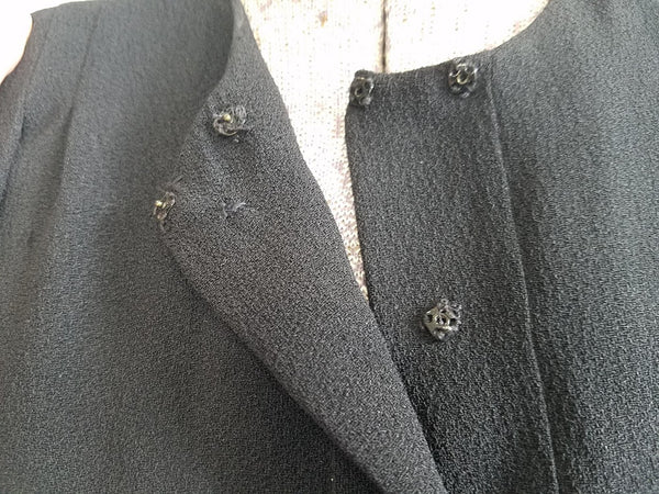 Black Rayon Dress with Army Eagle Button <br> (B-33" W-24" H-33")