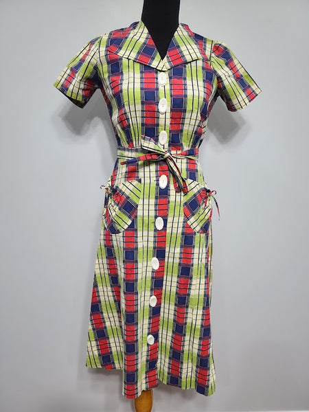 Colorful Plaid Dress <br> (B-36" W-27" H-33")