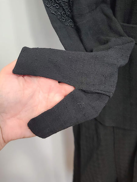 German Black Dress with Lace Inserts <br> (B-38" W-32" H-38")